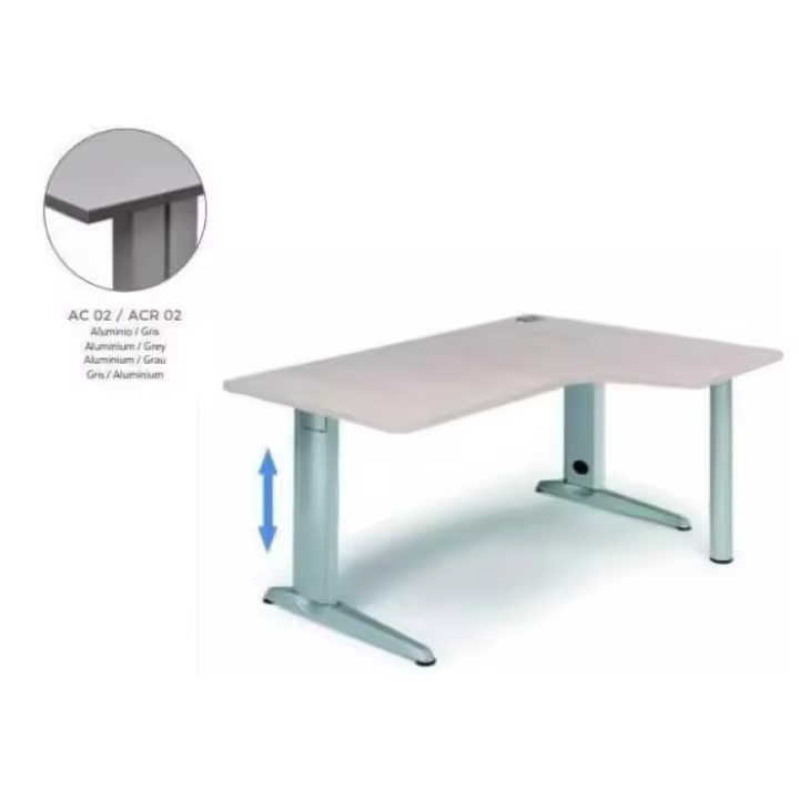 MESA DE ROCADA METAL ADJUST EN FORMA DE L DERECHA 180X120 CM COLOR GRIS - 1