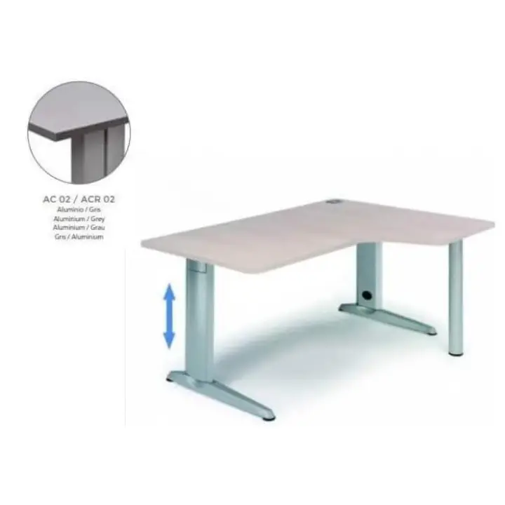 MESA DE ROCADA METAL ADJUST EN FORMA DE L DERECHA 180X120 CM COLOR GRIS - 1