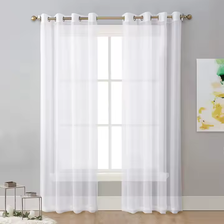 Cortinas transparentes de poliéster - Cortinas de gasa con ojales para ventana para dormitorio, sala de estar, 134 x 210 cm de largo, juego de 2 - 1