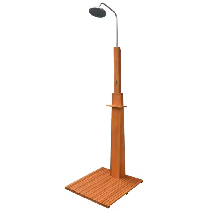 vidaXL Ducha de jardín de madera maciza eucalipto y acero - 1