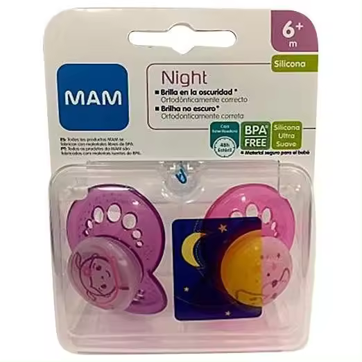 Mam Baby Chupete Silicona Original Night + 6 M Pack D - 1