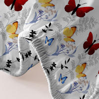 Sábana Ajustada Moderna Y Sencilla Con Estampado De Plantas Flores Y Mariposas Mate Para Dormitorio Sin Almohadillas Ni Fundas De Cojín - details 5