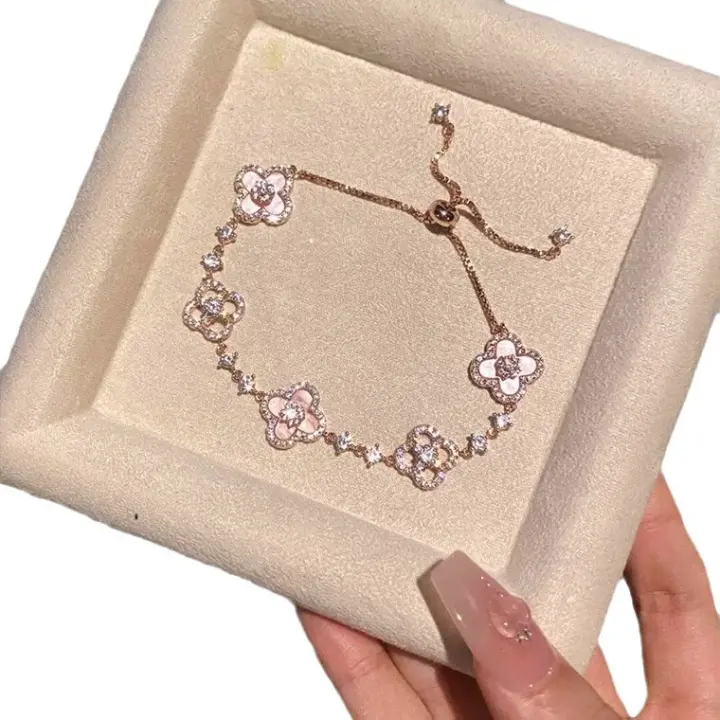 Pulsera de flores de color rosa 2024 nuevo otoño e invierno mil de oro temperamento nicho de cien con pulsera de moda - 1