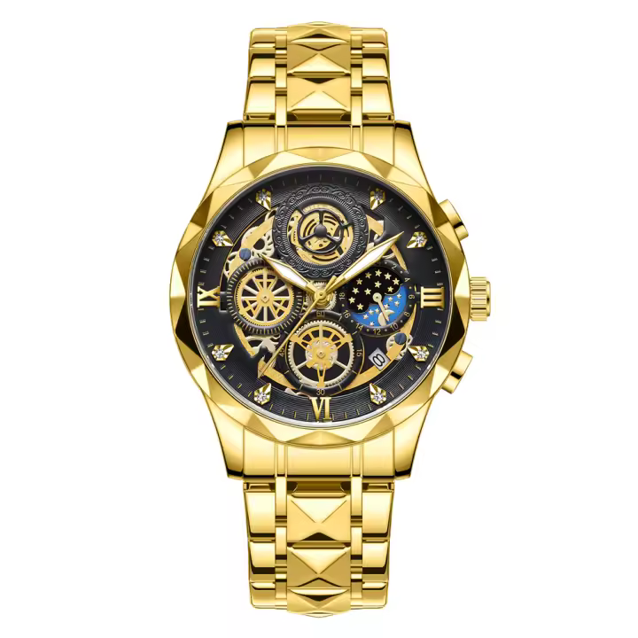 Reloj De Hombre POEDAGAR Moda Cronógrafo Luminoso Impermeable Con Fecha Reloj De Pulsera De Acero Inoxidable Cuadrado Reloj Para Hombre - 1