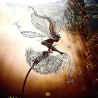 Estatua De Fae De Danza Elf De Hilo De Acero Dandelion Miniatura Escultura De Jardín Figura De Hadas Pixies Decoración De Jardín Mitológica - details 9