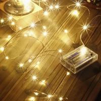 Luz De Navidad LED 100 LEDs 10m Cobre Pulido Alimentada Por Batería Luz Faeira Caliente Blanco Para Habitación Fiesta Christmas - details 5