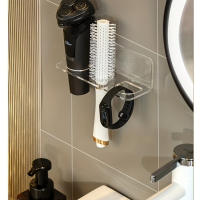 Organizador De Baño Colgante En La Pared De Acrílico Transparente Para Cepillos Y Peines Sin Necesidad De Perforar Espacioso Y Para Almacenamiento De Artículos De Higiene Personal - details 5
