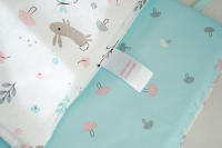 LALA - Barandilla de cuna para Bebé, Valla de Tela anticolisión, suave Algodón, Verde, Flor, Oso, 120x30, a Pieza - details 8