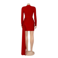 Vestido De Noche Elegante Para Mujer Con Sequinias Y Cuello En V Manga Larga Vestido De Fiesta De Boda Miniatura A-Line - details 24