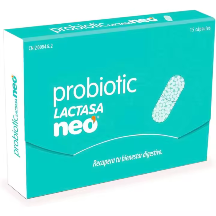 NEO - PROBIOTIC LACTASA 15 capsulas  Probiótico Natural a Base de Lactasa  Sin alérgenos, sin GMO, sin nanomateriales  Tomar 1 para prevenir molestias por Lactosa - 1