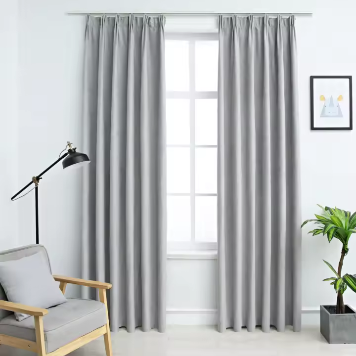 vidaXL Cortinas opacas con ganchos 2 unidades gris 140x245 cm - 1