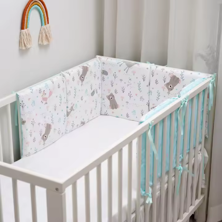 LALA - Ropa de Cama para Cuna de Bebe, ropa de Cama para nuevo nacido, Valla anticolisión para Bebe, Oso de Algodón Puro, 30x30x6, Pieza Entera lavable, - 1