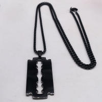Collar De Acero Inoxidable Gótico Con Colgante De Cuchillo Para Hombre Negro Aesthetic Joyería Collier Homme N423S01 - details 3