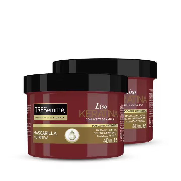 TRESemme Mascarilla para cabellos secos y con tendencia a encresparse Liso Keratina con aceite de marula y keratina 440ml - Pack de 2 - 1