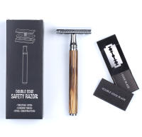Afeitadora Manual De Seguridad Para Hombres Con Mango De Bambú Cabeza De Afeitar Doble Orilla Y 5 Hojas De Cuchillo Clásico Para Cabello Y Barba - details 2