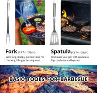 Utensilios Barbacoa de Acero Inoxidable Profesional Accesorios Barbacoa Parrilla Herramienta con Bolsa Fácil de Transportar (9 PCS) - details 5