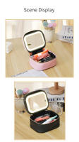 Bolso De Maquillaje Portátil Con Luz LED Y Espejo Organizador De Joyas Colgantes Y Anillos Caja De Almacenamiento De Cosméticos Material PU Estilo Fashion - details 10