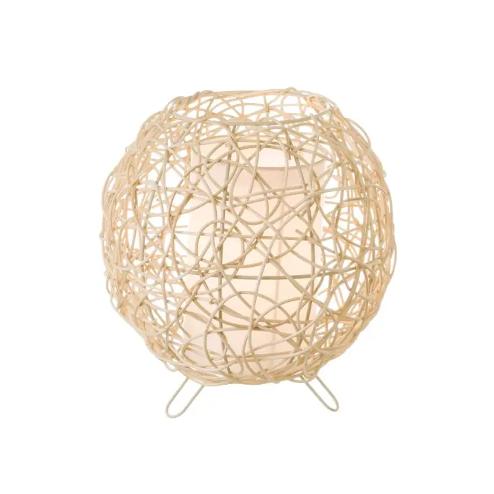Lámpara de Mesa de Rattan Natural Beige étnico para Dormitorio France-DAMDAM GO - 1