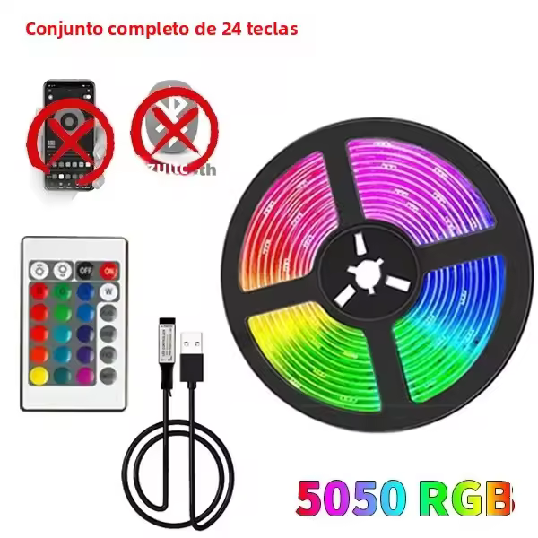 Tira De Luces LED RGB 5V 5050 Flexibles Control Remoto APP Decoración De Hogar Para Pared Y Habitación Luz SMD Epistar Certificación CE ROHS UL Vida Útil 50000 Horas - 1