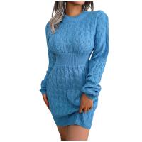 Vestido De Coctel Para Mujer Estilo Casual De Otoño/invierno Cuello Redondo Cintura Alta Abrigo Suéter De Alta Calidad Y Cómodo Vestido Manga Batwing De Polyester Silken Cintura Natural - details 2