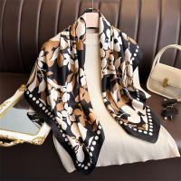 Pañuelo De Seda Impreso 90x90cm Para Mujer Lujo Bandana De Cabello Foulard Ribete Cuadrado De Piel Decorativo Para Todas Las Estaciones - details 20