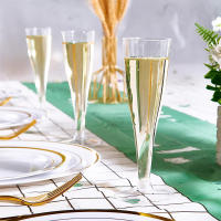 5PCS Creativos Flutes De Champán Plásticos Desechables Con Polvo De Oro Y Pierna Alta Para Bodas Y Fiestas Copas De Vino De Coctel Ecológicas - details 12