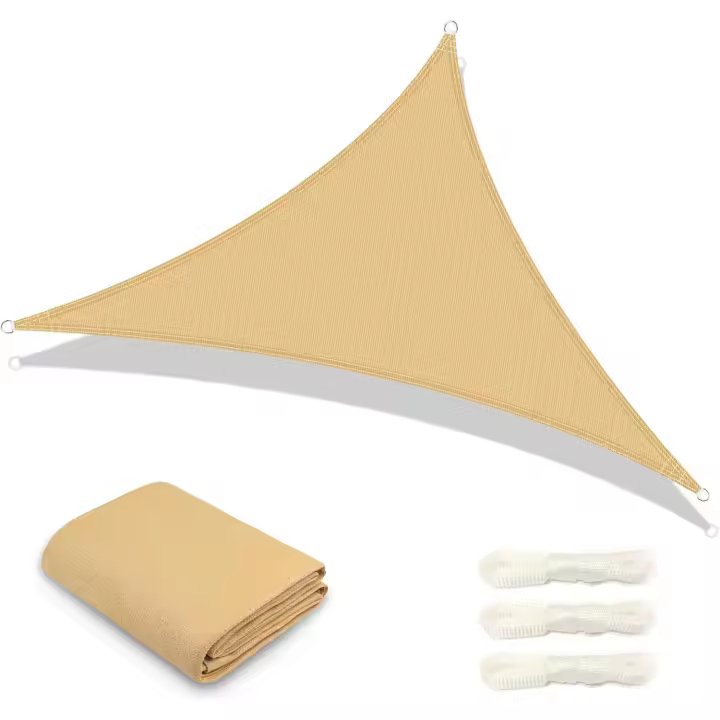 Toldo vela de sombra triangular impermeable Cool Area de 3 x 3 x 3 m, anti-UV, de PES, adecuado para exteriores, patios, jardines y terrazas. - 1