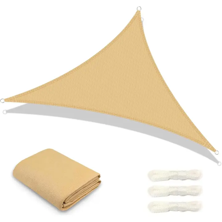 Toldo vela de sombra triangular impermeable Cool Area de 3 x 3 x 3 m, anti-UV, de PES, adecuado para exteriores, patios, jardines y terrazas. - 1
