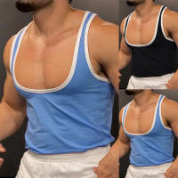 Camiseta De Gimnasio Para Hombre Verano Estilo Delgado Sin Mangas Deporte Moda Ajustada Vestido De Correo Patchwork Talla S-2XL - details 2