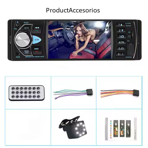 Radio de Coche 1Din Stereo Bluetooth MP5 MP3 Pantalla Táctil de 4,1 pulgadas, Control de Volante, Vista Trasera, Emisión Satelital - 1
