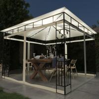 vidaXL Cenador con Mosquitera y Tira de Luces 3x3x2,73m 180 g/m² Parasol Color Crema,  Antracita, y mas - details 0