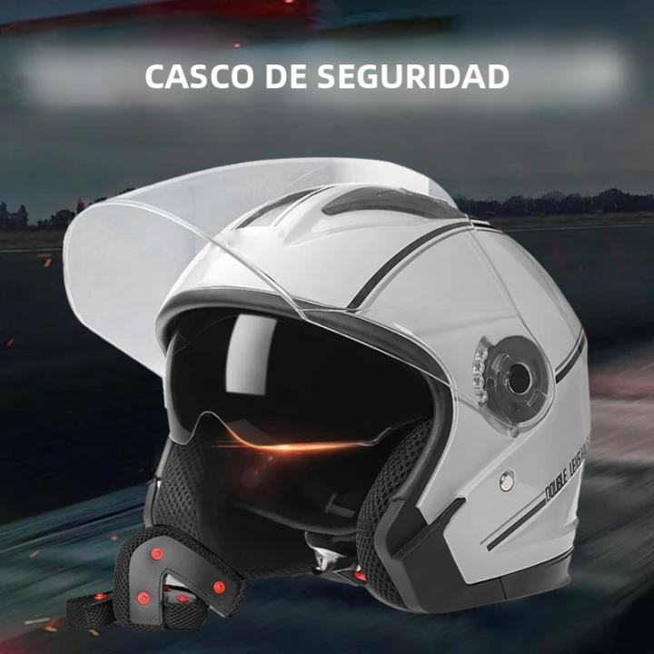 Casco De Motocicleta Medio Con Dos Visores 3/4 Para Hombres Y Mujeres Adecuado Para Cruiser Y Móvil Protección De Verano