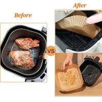 50Pcs Papel Especial Para Air Fryer Redondo De Silicona No Adhiere Papel De Grasa Desechable Para Hornear Y Cocinar - details 4