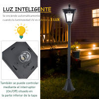 Outsunny Farola Solar Luz Solar para Jardín con Panel Solar Encendido Automático y Marco de Acero Inoxidable para Terraza Patio 18x18x160 cm Negro - details 4