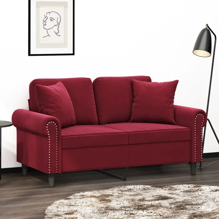 vidaXL Cojines decorativos 2 uds terciopelo rojo tinto 40x40 cm - 1