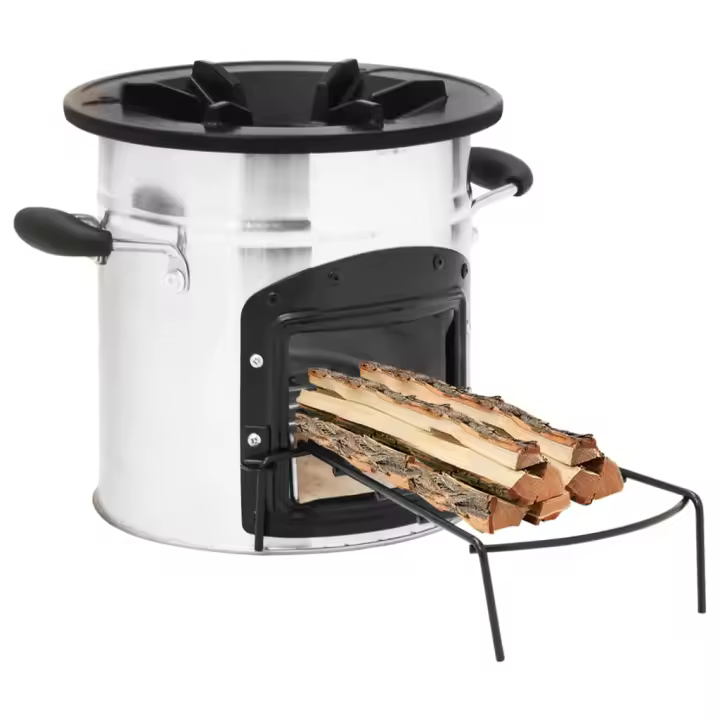 vidaXL Cocina leña camping acero inoxidable plateado 45,5x33x25,5 cm - 1