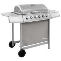 vidaXL Barbacoa de Gas con 6 Fogones Quemador Parrilla Asador Cocinar Color Negro,  Negro y plateado,  Plateado y mas - details 2