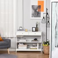 Entrance Console Table Hallway with 2 Drawers and 2 Lower Shelves Modern Furniture Raised Base Anti-tip 100 x 30.5 x 80 cm White - details 4