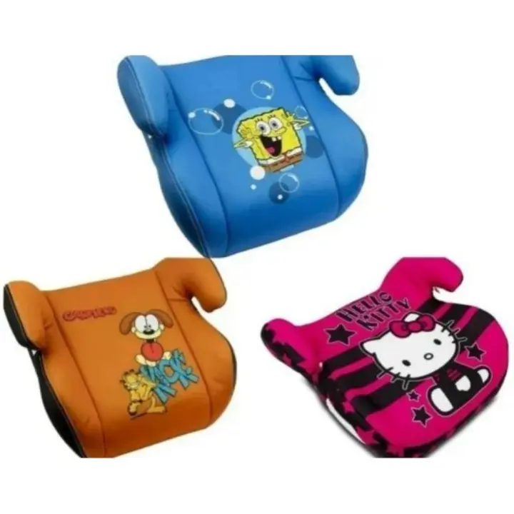 Lote de 3 alzadores infantiles homologados para coche, universal- Hello Kitty, Bob Esponja y Garfield de Nickelodeon - NUEVOS - 1