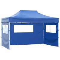 vidaXL Carpa Pabellón Plegable 3 Paredes Cenador Pérgola Eventos Fiestas Patio Color Azul,  Antracita,  Crema y mas - details 0
