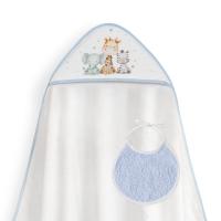 interbaby capa de baño modelo jirafa elefante  1 metro x 1 metro algodón 100% con babero de regalo - details 2