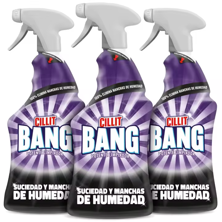 Cillit Bang Manchas de Humedad y Suciedad, potente limpiador juntas negras, baño, cocina, formato spray - Pack de 3 x 750 ml, total 2.25 L - 1