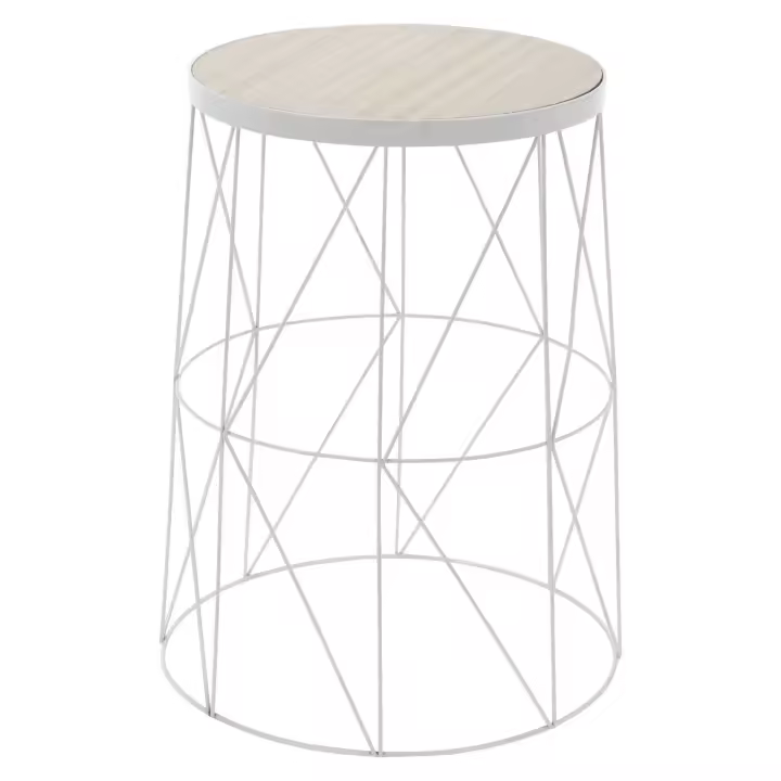 Well Home Mesa auxiliar en metal color blanco Ø28x37cm - 1