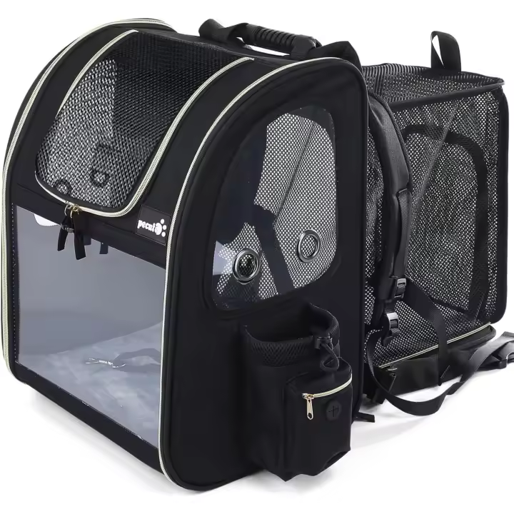 Bolsa de transporte de cachorro de gato Mochila de perro de animal pequeño con colchón de felpa extraíble, malla transpirable, espacioso, plegable, para tren/coche/restaurante/viaje en avión - 1