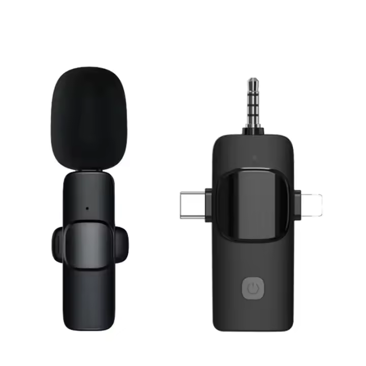 Microfono Lavalier Inalámbrico 3 En 1 Para iPhone Android 3.5mm Grabación De Radio Reducción De Ruido Profesional Mini Microfono Condensador - 1