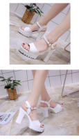 Sandalias De Plataforma Alta Para Mujer Con Hebilla Y Diseño De Boca De Pez Zapatos De Tacón Alto Casual Material PU - details 1