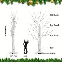 Luz De Árbol De Bricolaje Artificial USB Birch Tree 24 Pulgadas/60 Centímetros Para Decoración De Navidad Halloween Acción De Gracias Jardín - details 2