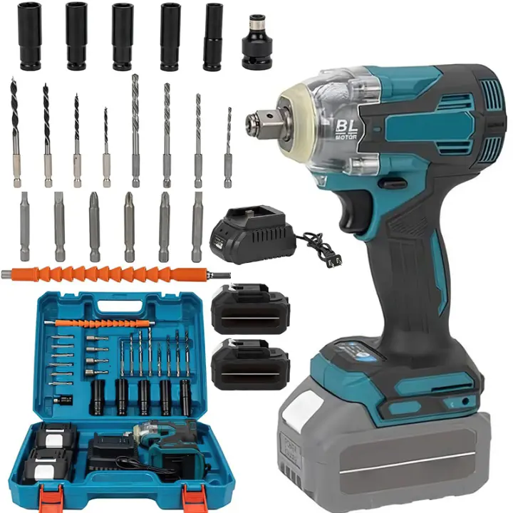 1200N.m Llave de impacto eléctrica sin escobillas de alto par de 1/2 pulgada Compatible con para batería Makita de 18V - 1