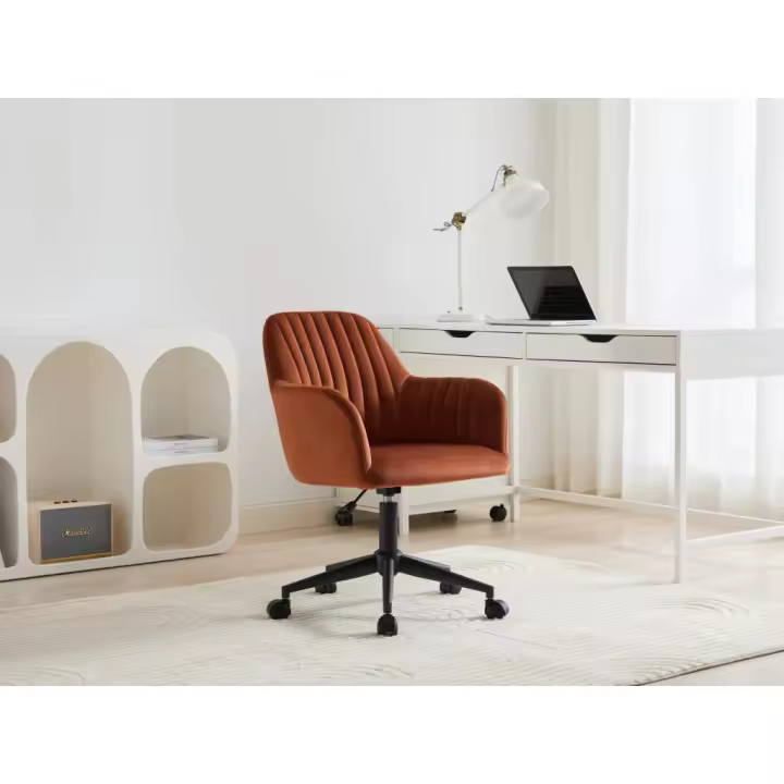 Vente-unique - Silla de escritorio - Terciopelo - Terracota y negro - Altura ajustable - ELEANA - 1