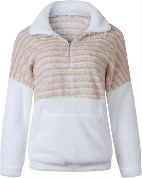 Sudaderas para mujer, abrigos, rayas, bloques de color, manga larga, chaqueta cálida, túnica, suéter, sudadera de moda, tops para otoño e invierno, tallas S-XXL - 1